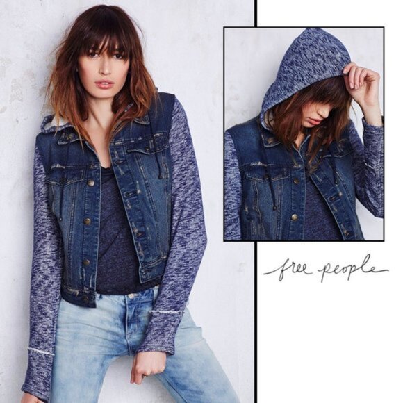 BNWT Free People Denim and knit Jacket - Size M - Retail $209 - Picture 3 of 6